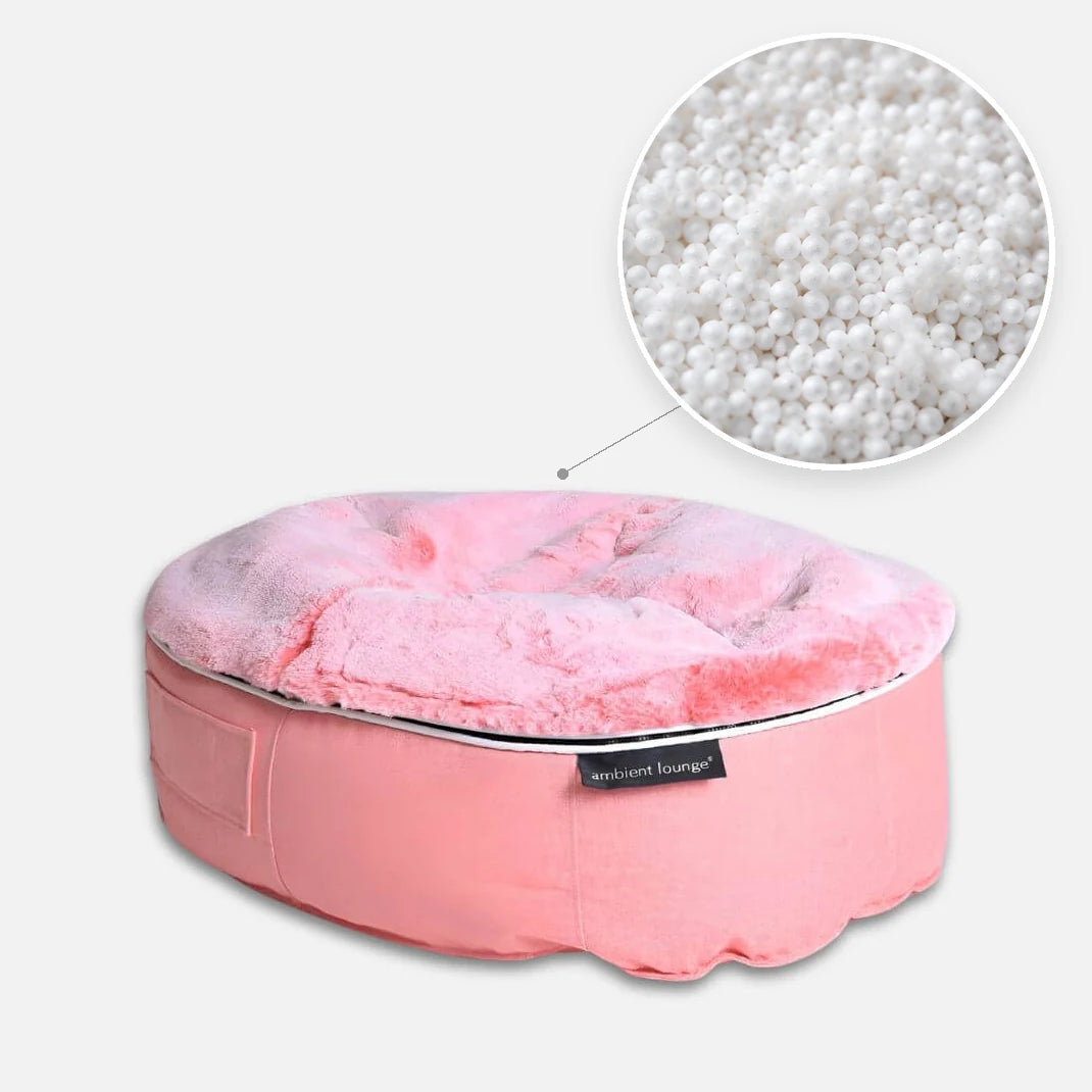 Hundeseng Ballerina Pink M med detalj av perlefyll i sirkel